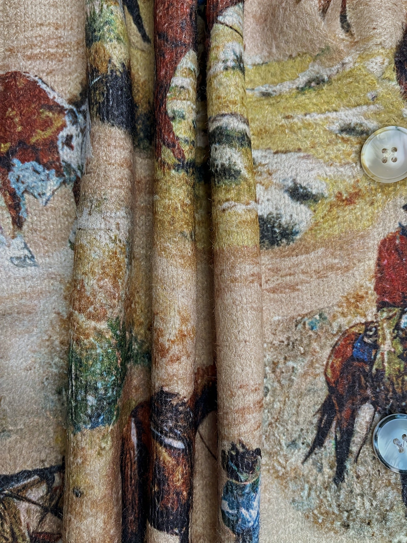 Women's Oversized Knit Cardigan with Horse Riding Print V-Neck Long Sleeve