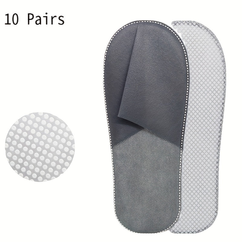 10 Pcs White Non-Slip Disposable Slippers for Hotel Travel Home