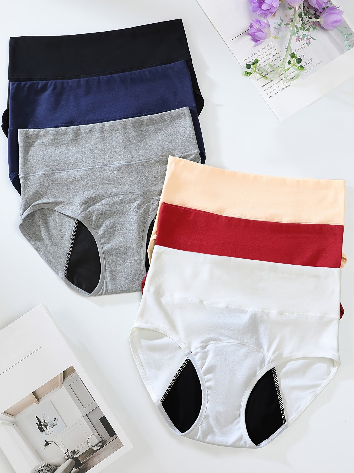 Women's High-Waist Leak-Proof Underwear 6-Pack Breathable Soft Fabric