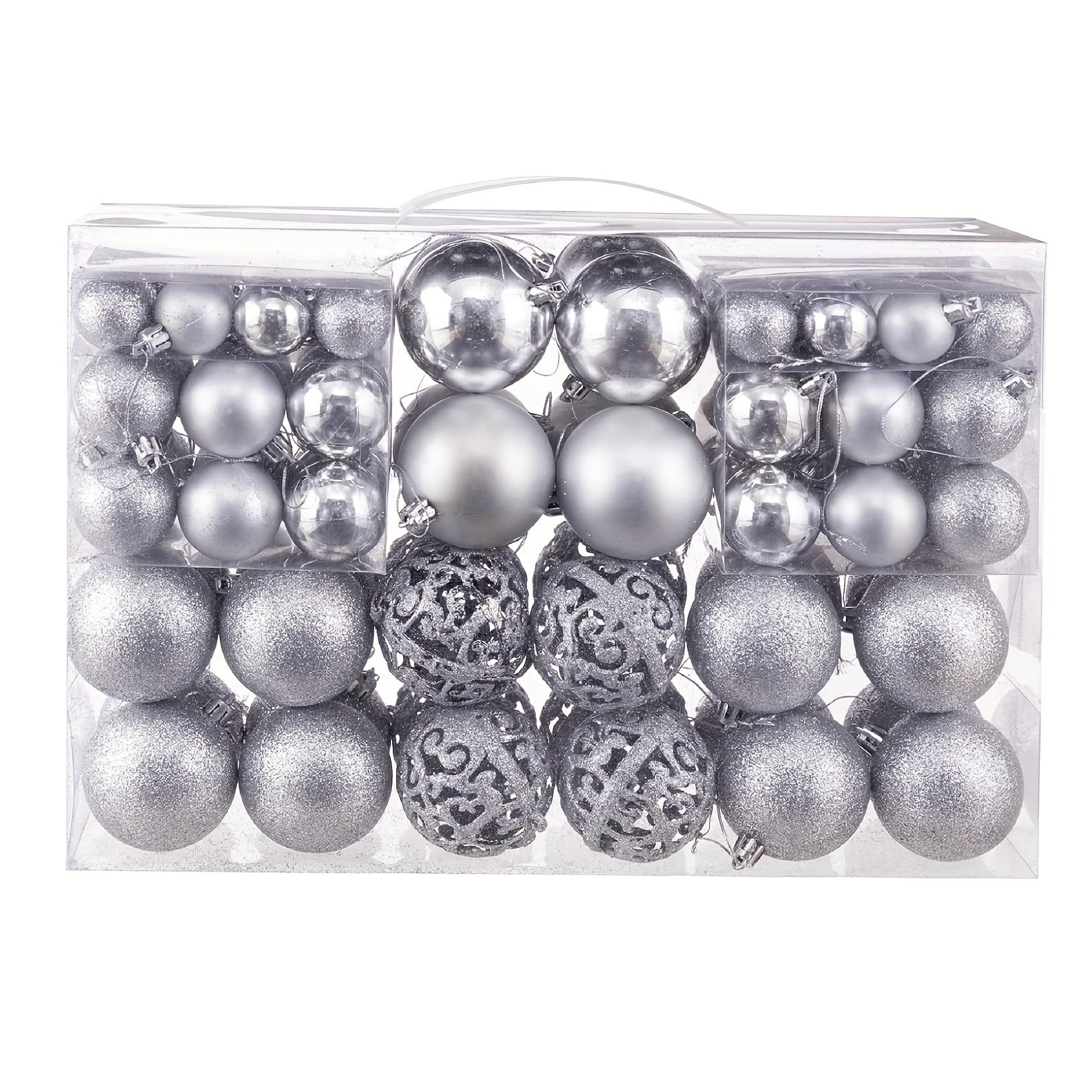 Set de 100 bolas de Navidad de plástico irrompibles en caja de regalo