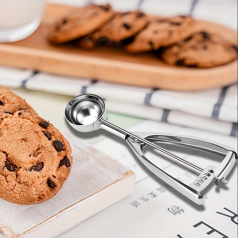 Set of 2 Stainless Steel Ice Cream Spoons with Trigger Release for Serving and Baking