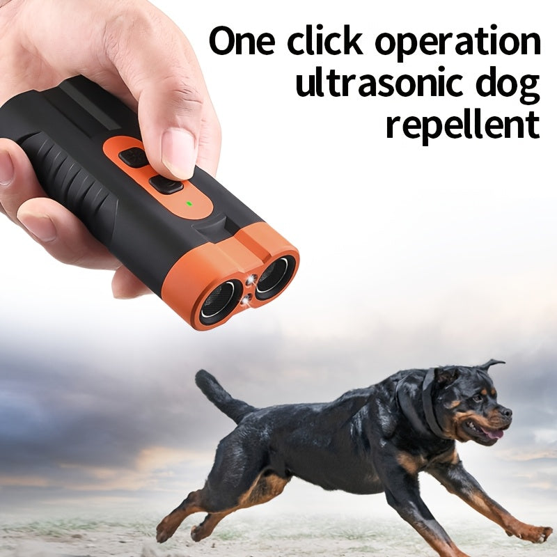 Rechargeable Ultrasonic Dog Repellent with Bark Stopper and LED Flashlight