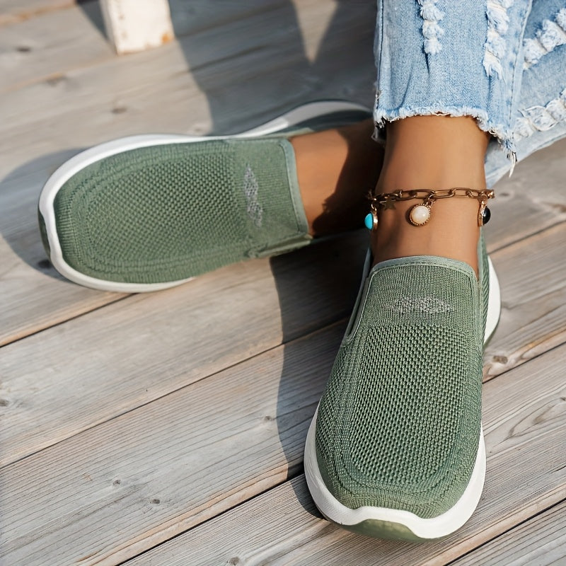 Women's Knit Slip-On Casual Sneakers Flat Shoes Breathable Lightweight