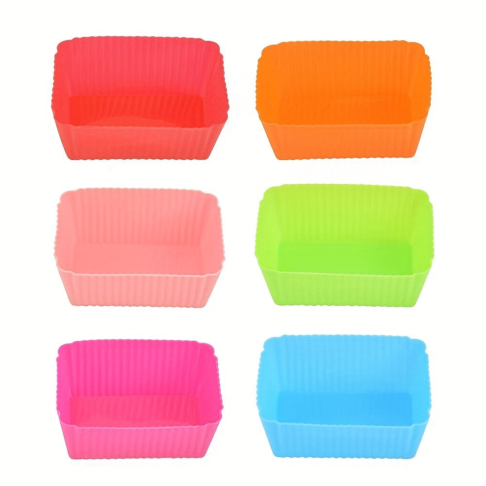 Set of 5-10 Silicone Rectangle Muffin Cups Reusable Baking Liners Kitchen Gadgets