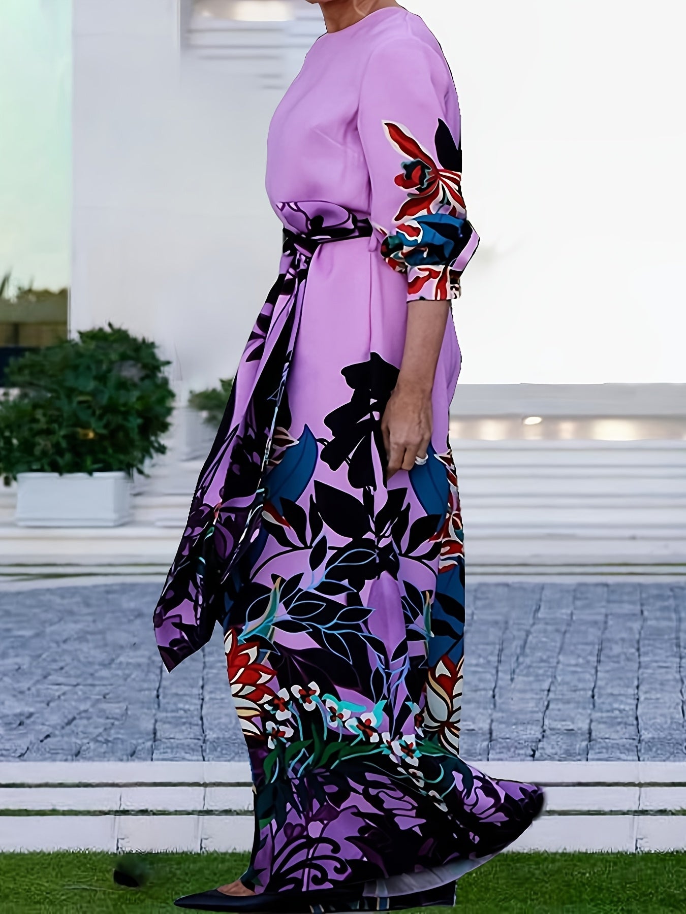 Women's Plus Size Floral Jumpsuit Belted All-Season Casual Formal