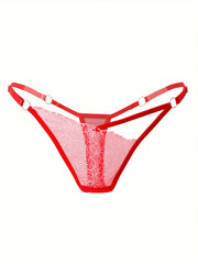 Lingerie Lace Thong with Adjustable Belt Hollowed-Out Waist Sheer Details for Nightclub