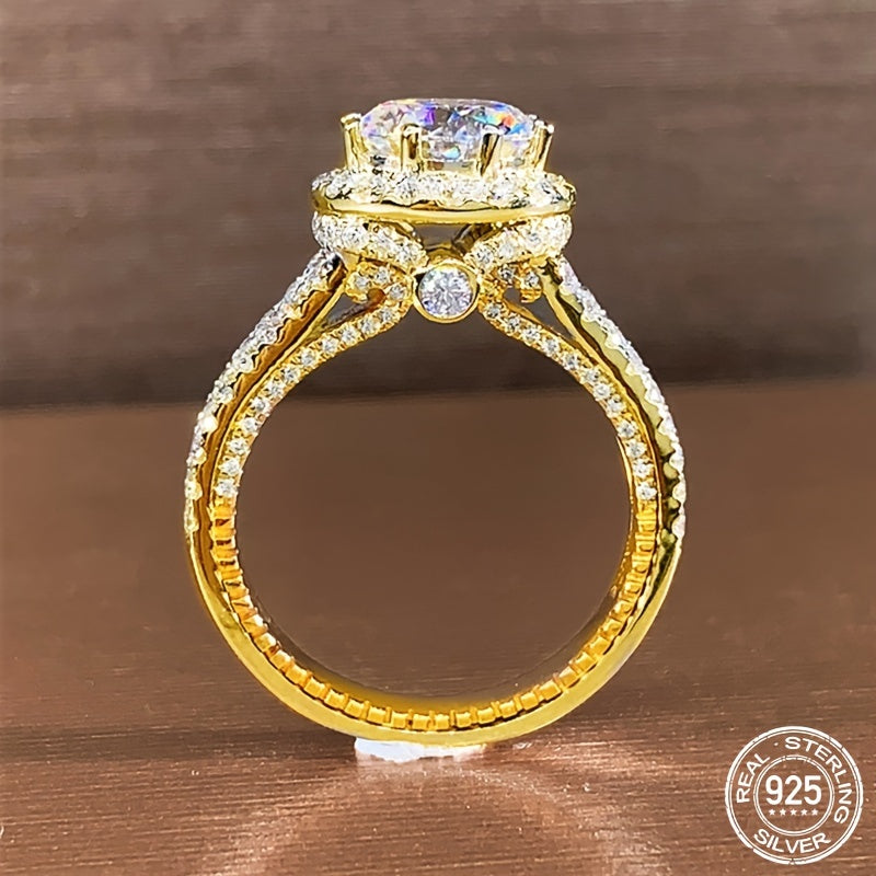 Men's 925 Sterling Silver Moissanite Engagement Ring 2 Carat D Color Gold Plated