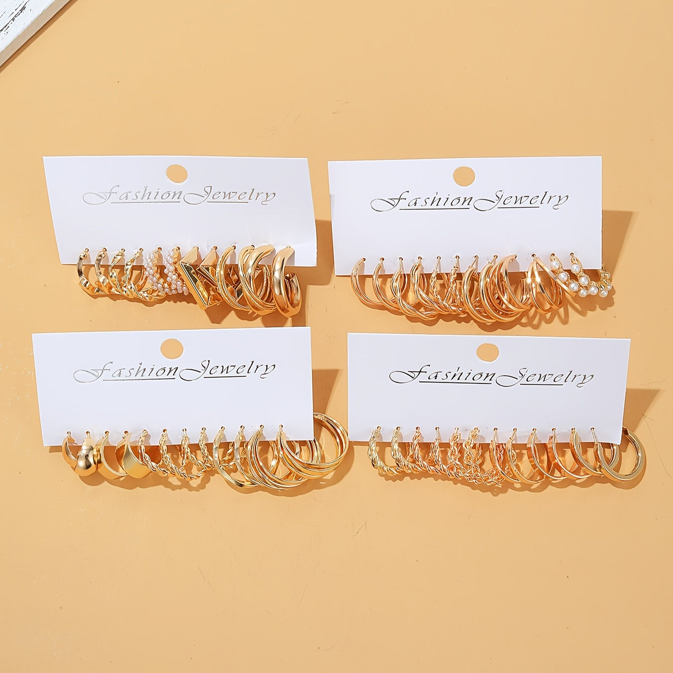 Set of 24 Heart Hoop Earrings with Imitation Pearls and Alloy Posts for Women Girls Daily Wear Gift