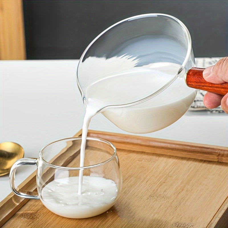 Cookware Set with Redwood Handles 600ml and 400ml Glass Pots for Soup and Desserts