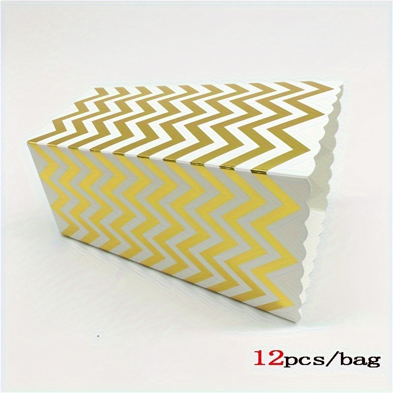 Set of 12 Cardboard Popcorn and French Fry Food Packaging Boxes for Parties and Theaters