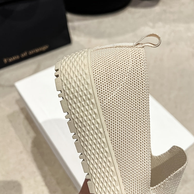 Women's Breathable All-Season Slip-On Loafers Solid Color Fabric Casual Shoes