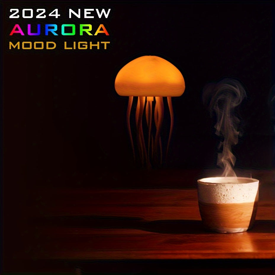 Jellyfish Night Light with Color Changing Voice Control Rotatable USB Rechargeable LED Indoor Outdoor