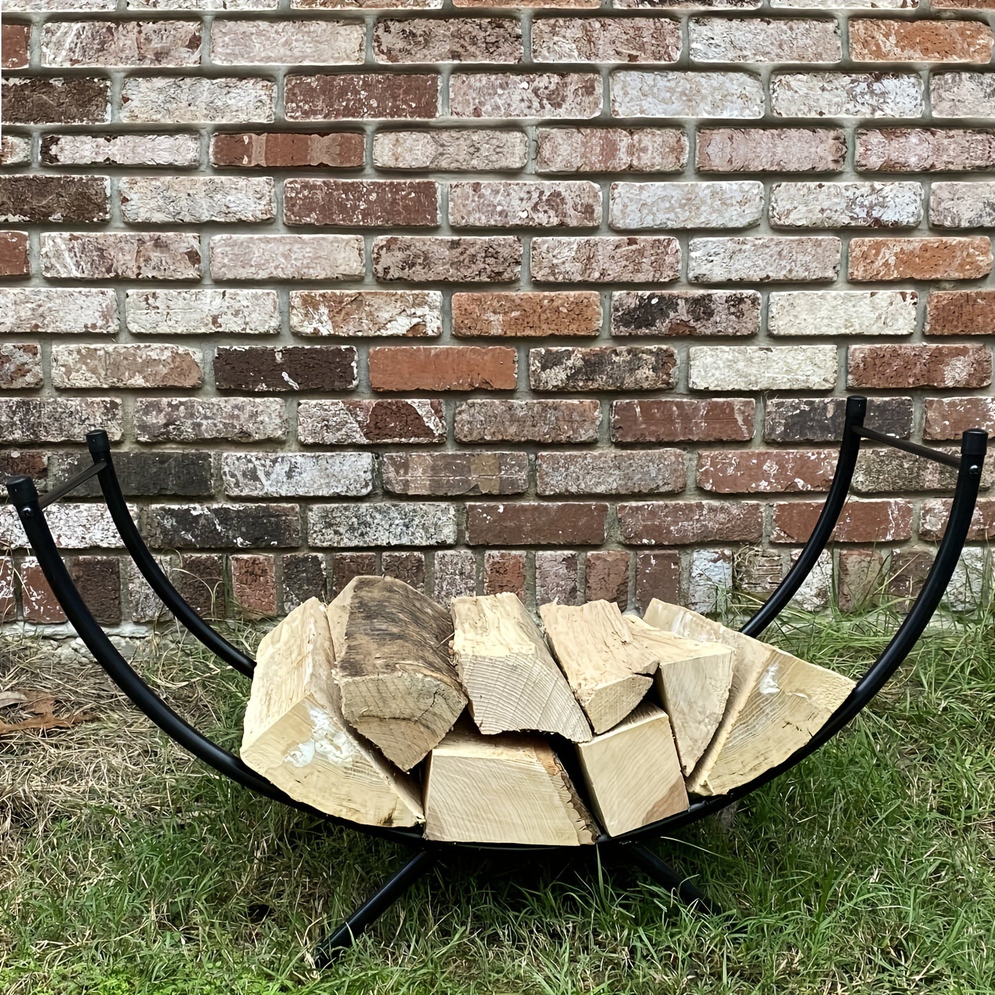 Metall doira shaklidagi yoqilg'i ushlagich, kichik dekorativ ichki/tashqi olov o'chiruvchi log rack, porch va patio uchun yog'och saqlash