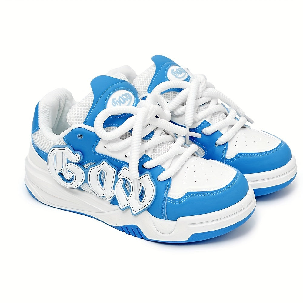 Men's Color Block Platform Skateboard Sneakers Casual Non-Slip Outdoor Shoes