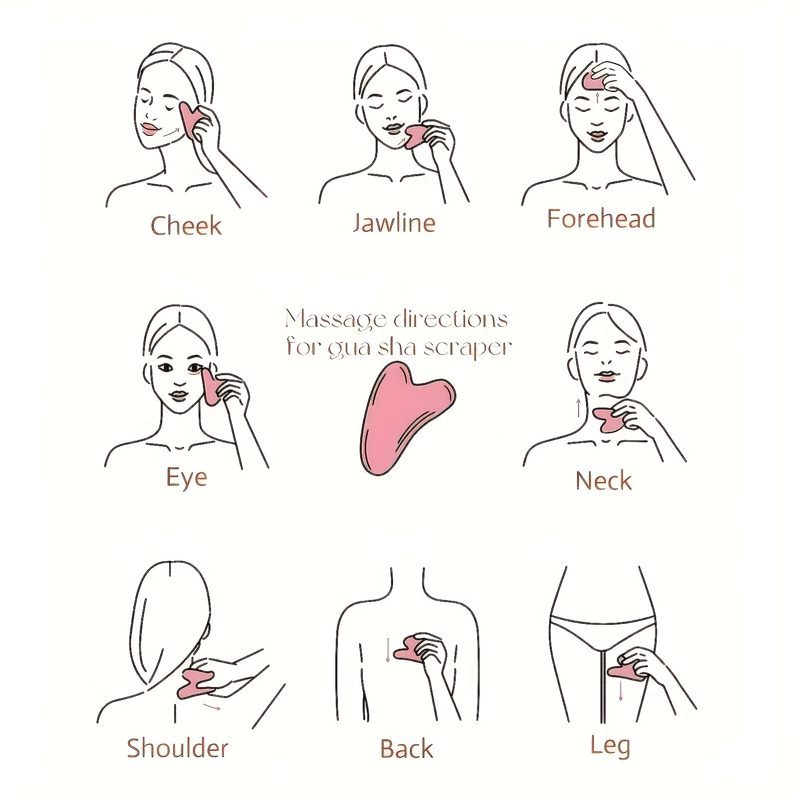 Pink Resin Gua Sha Facial Massage Tool and Roller Set for Relaxation