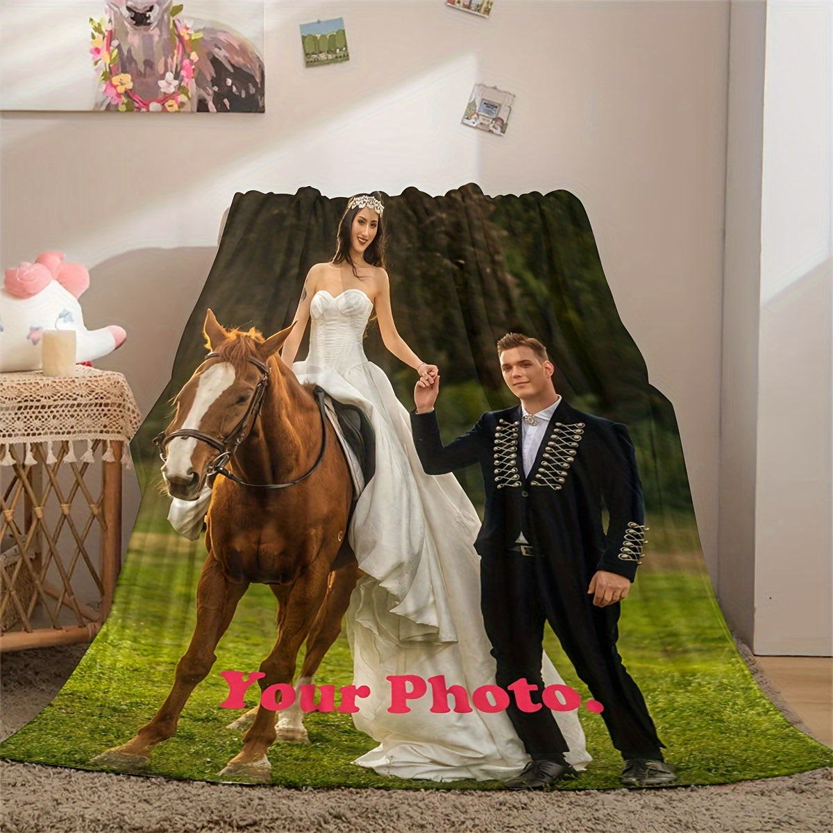 Personalized Digital Print Flannel Blanket Cozy Soft All-Season Gift