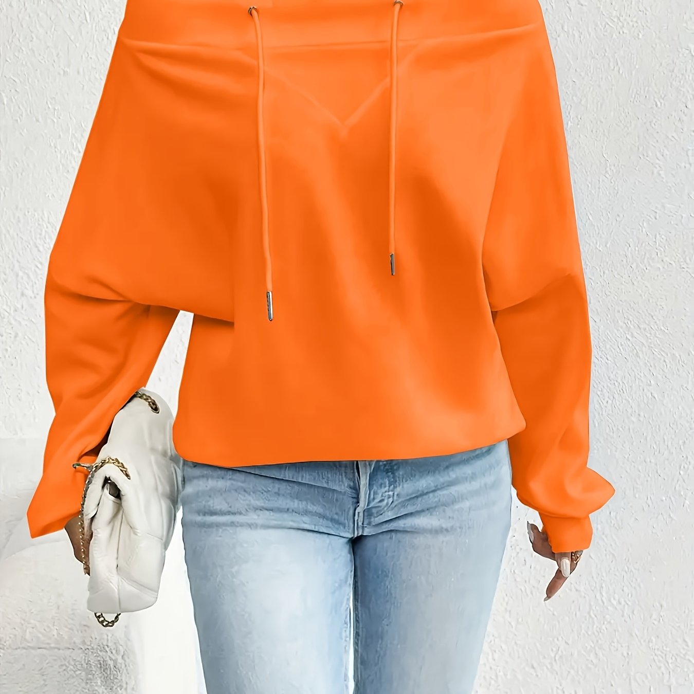 Plus o'lchamli off shoulder svitshot uzun sleeve kundalik kuz bahor