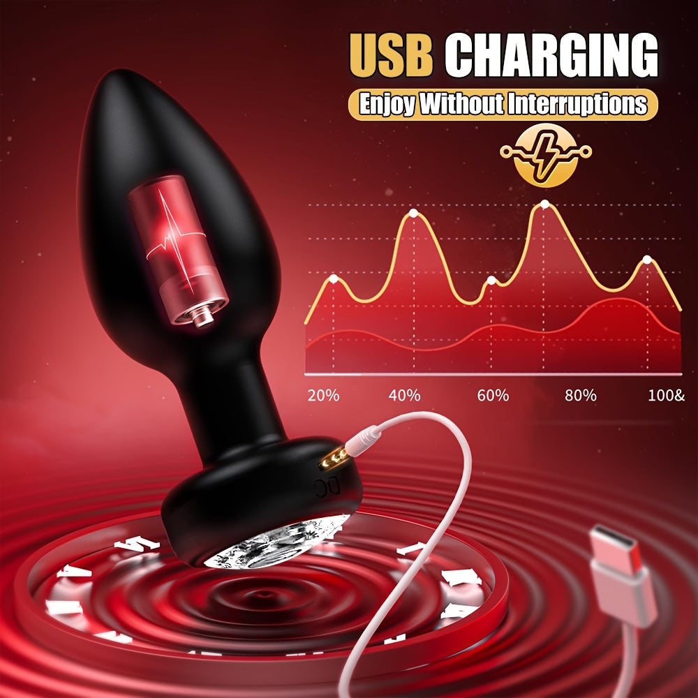 Adult Male Female Vibrational Penis Butt Plug Remote Rechargeable