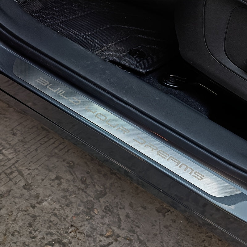 4Pcs zanglamaydigan po'latdan yasalgan oyoq pedali sill chiziq avtomobil uchun xush kelibsiz anti-chizish aksessuarlari