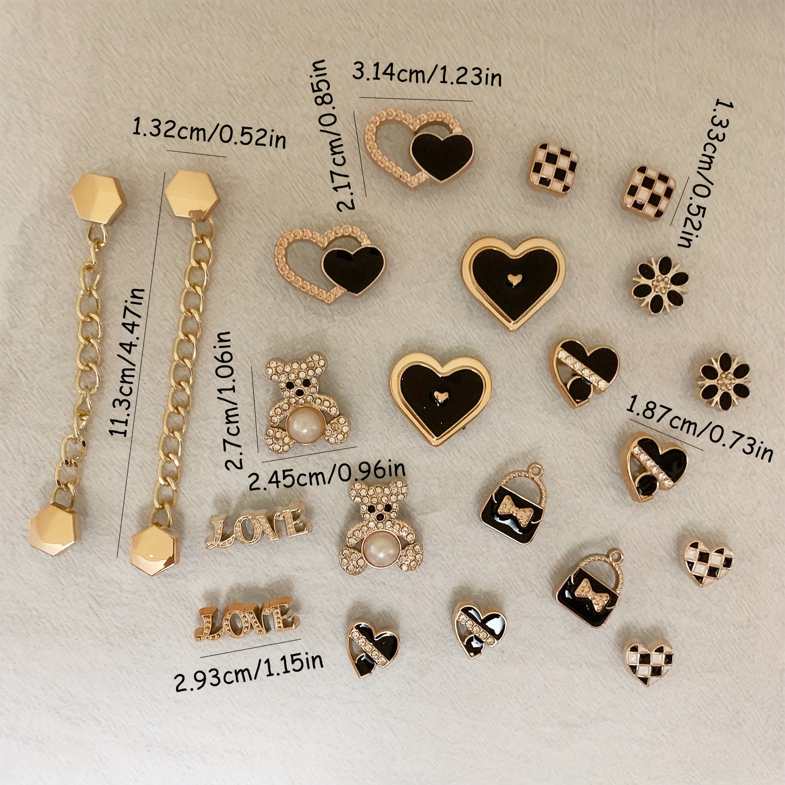 Kids Shoe Charms Set Bear Love Detachable DIY Accessories 22pcs