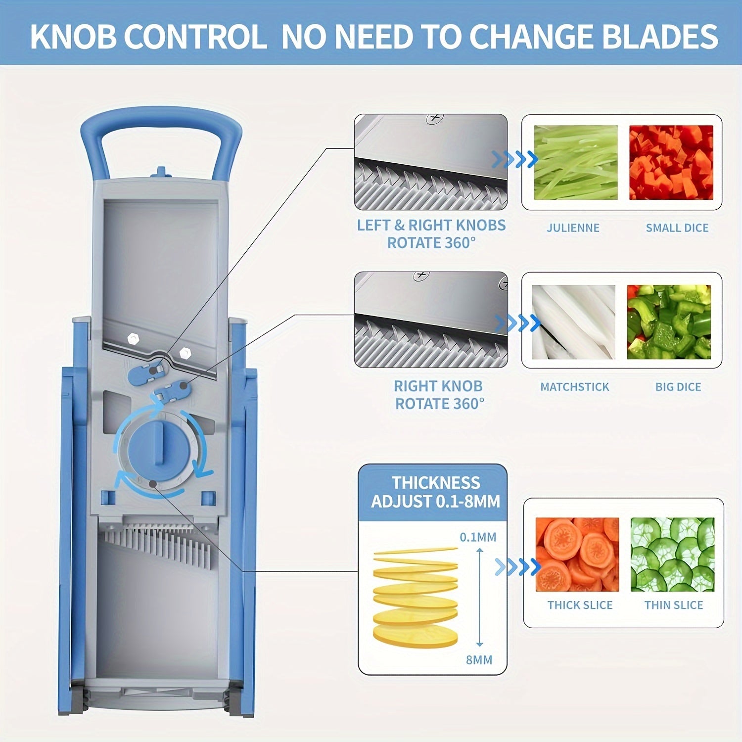 Manual Vegetable Chopper and Slicer with Suction Base, Easy Dicing and Shredding