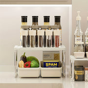 White Expandable Metal and Plastic Kitchen Shelf Stackable Pantry Organizer