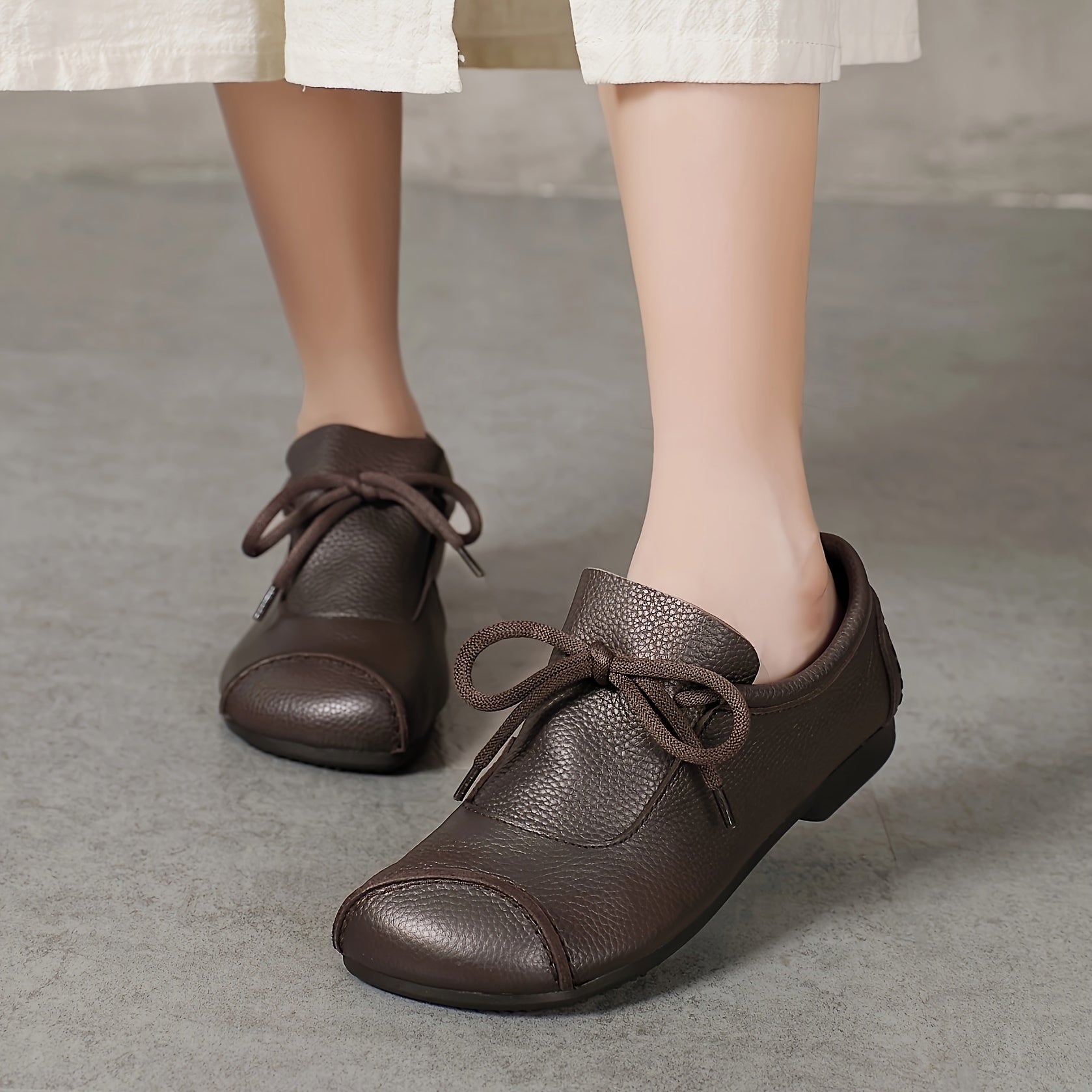 Women's Leather Slip-On Loafers Casual All-Season with Rubber Sole