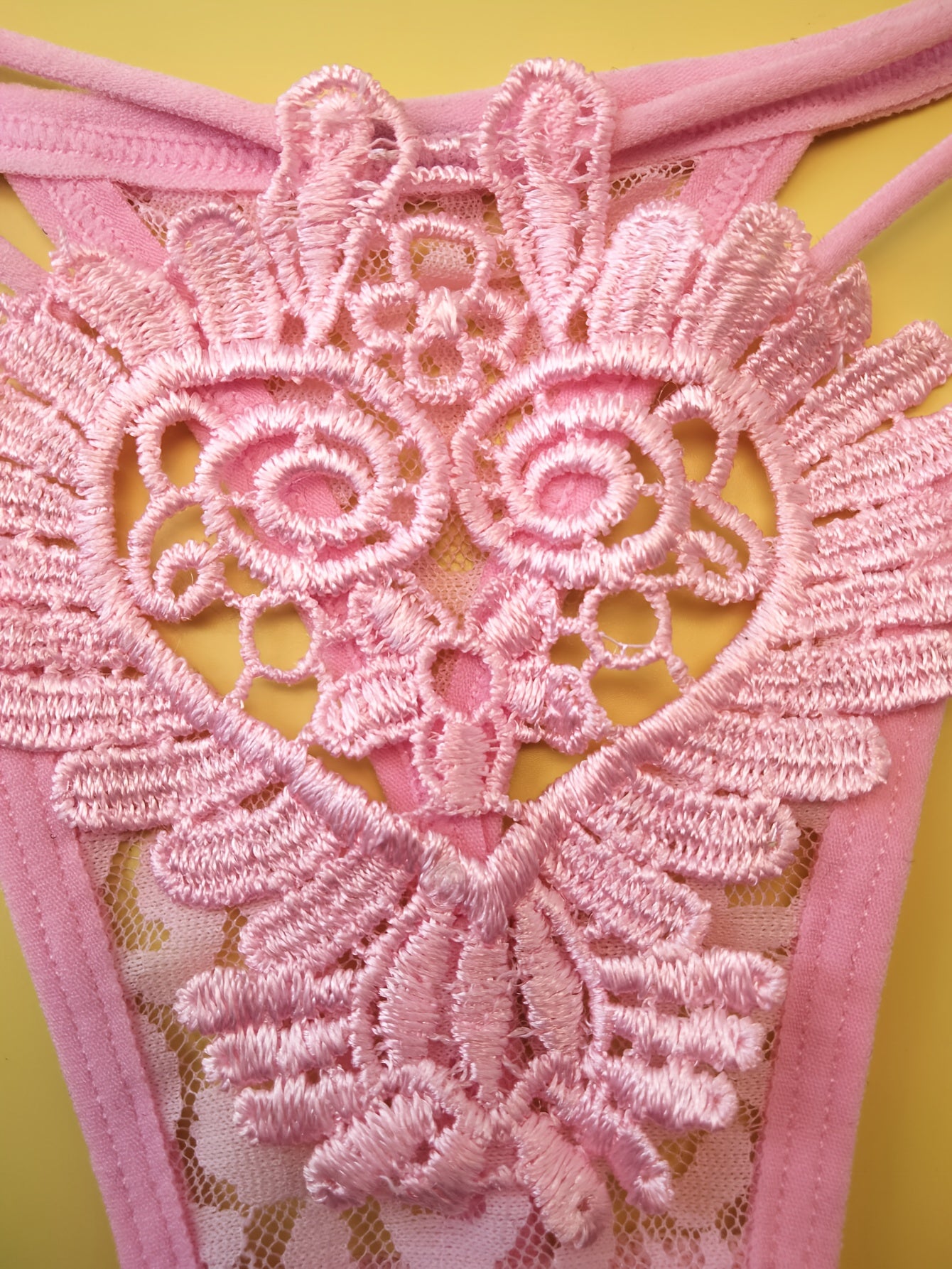 Women's Floral Lace Thongs Lingerie with Low Waist Hollow Design