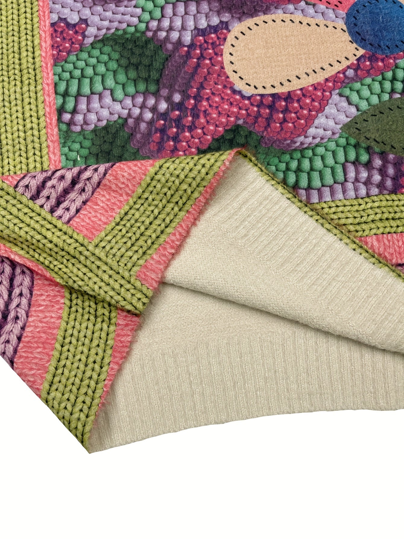 Plus Size Women's Thick Knit Sweater All-Over Print Casual Long Sleeve Pullover