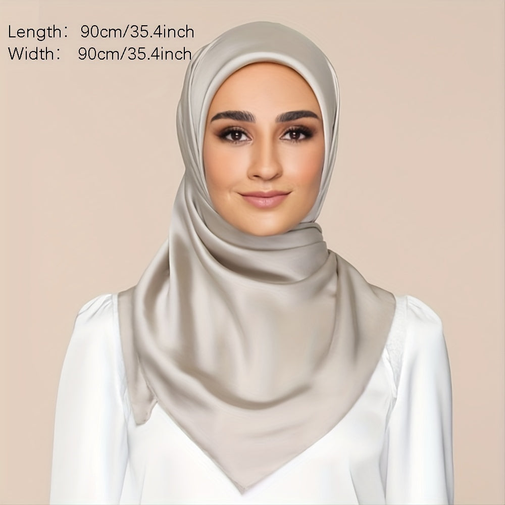 Women's Large Satin Square Scarf Imitation Silk Hair Wrap Gift Elegant Polyester