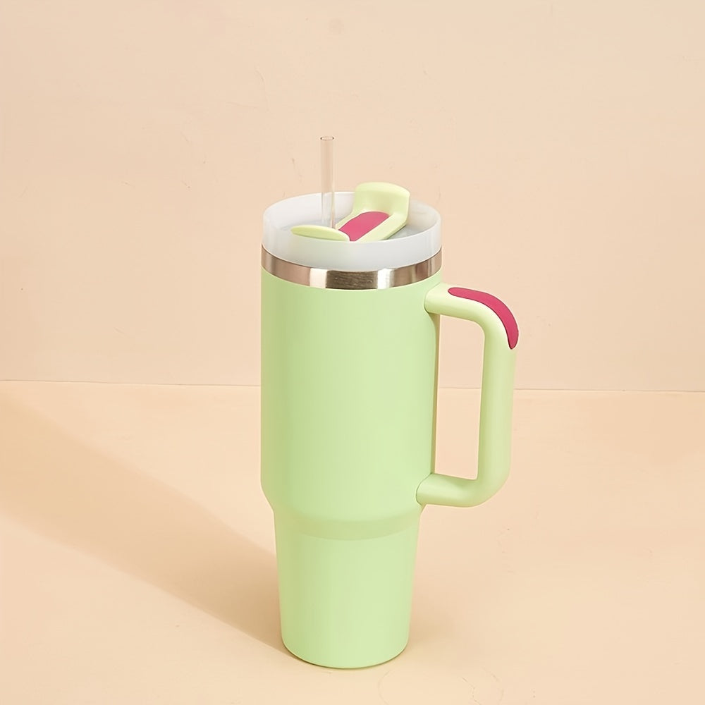 40oz Stainless Steel Insulated Travel Mug with Handle and Straw