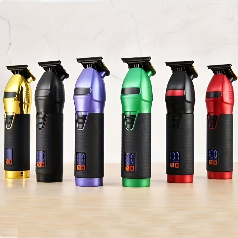 Electric Hair Trimmer with LED Display Rechargeable Lithium Battery T-Shaped Blade for Barbers and Salons