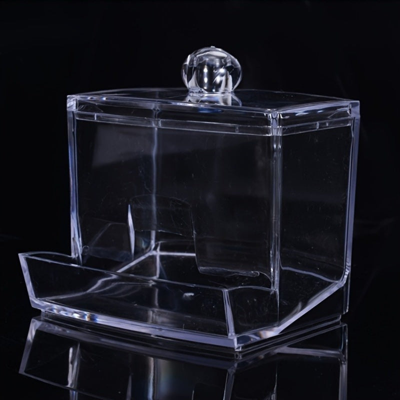 Acrylic Storage Dispenser with Bamboo Lid for Dual Compartment Balls and Swabs