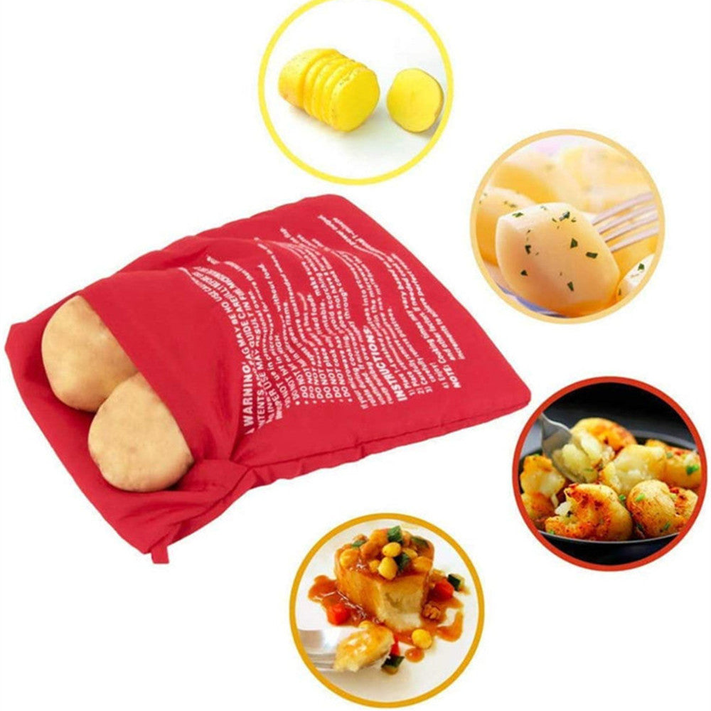 Microwave Potato Cooker Bag for Baking Potatoes Corn and Vegetables Durable Heat-Resistant Rectangular Pouch with Handle