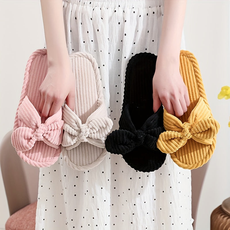 Женские полосатые вельветовые пушистые тапочки Honey Girl с нескользящей подошвой, можно стирать вручную.