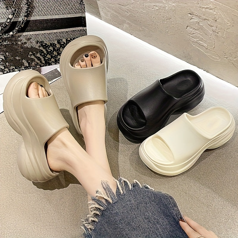 Women's Slip-On Sandals EVA Cushioned Open-Toe Black White Indoor Outdoor