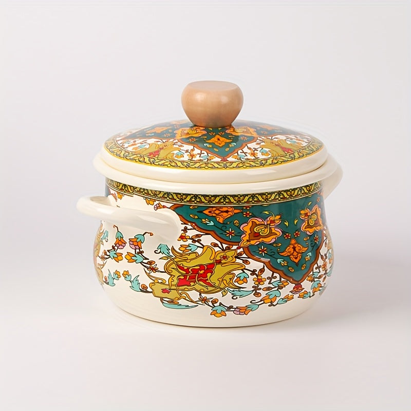 Enamel Pot with Cartoon Design for Cooking and Serving, Kitchen Essential