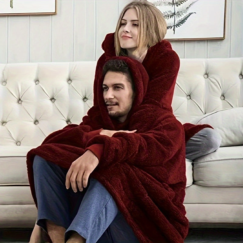 Suéter con capucha de terciopelo de doble cara para mujer y hombre, cálido para otoño e invierno, estilo cómodo a juego