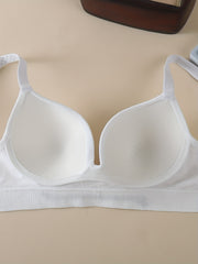 Women's Push-Up Bra Solid Color Medium Support Wireless Non-Removable Padding