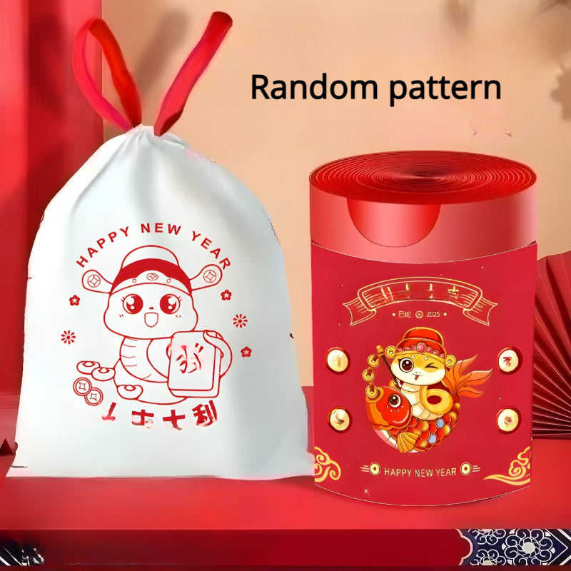 2025 Year of the Snake Garbage Bags 50 Sheets Leak-Proof Durable Polyethylene