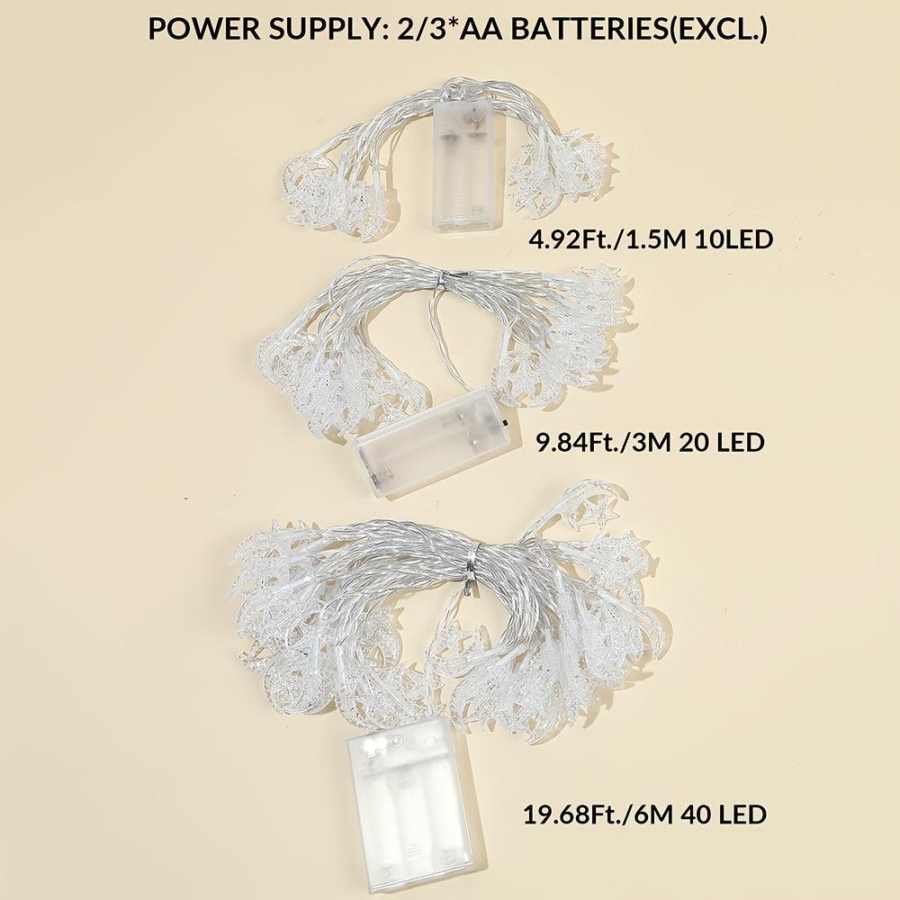 Battery Operated LED String Lights with Star and Moon Design for Indoor Decor Weddings Parties Ramadan Eid