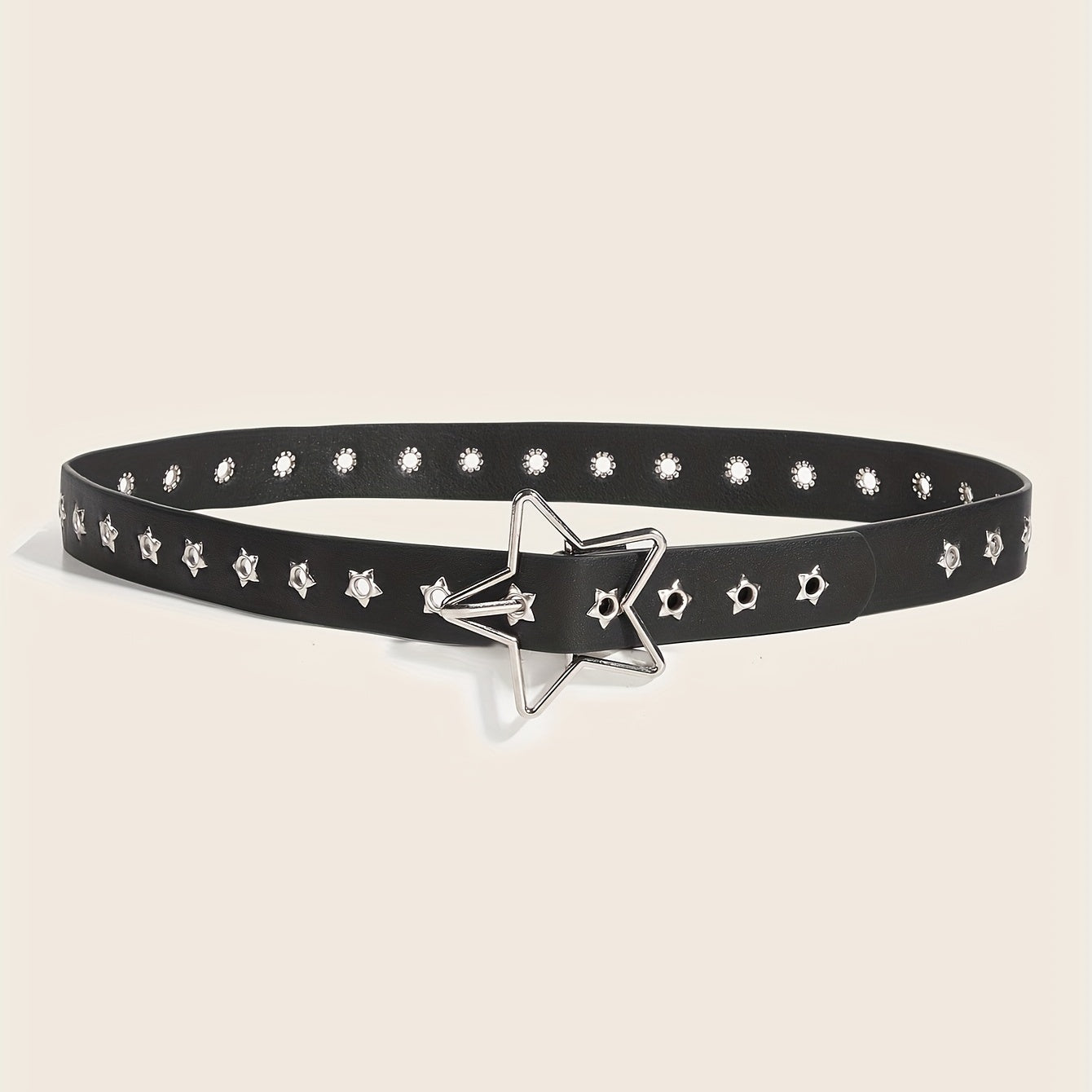 Women's Black PU Belt with Rivet Studs for Y2K Jeans