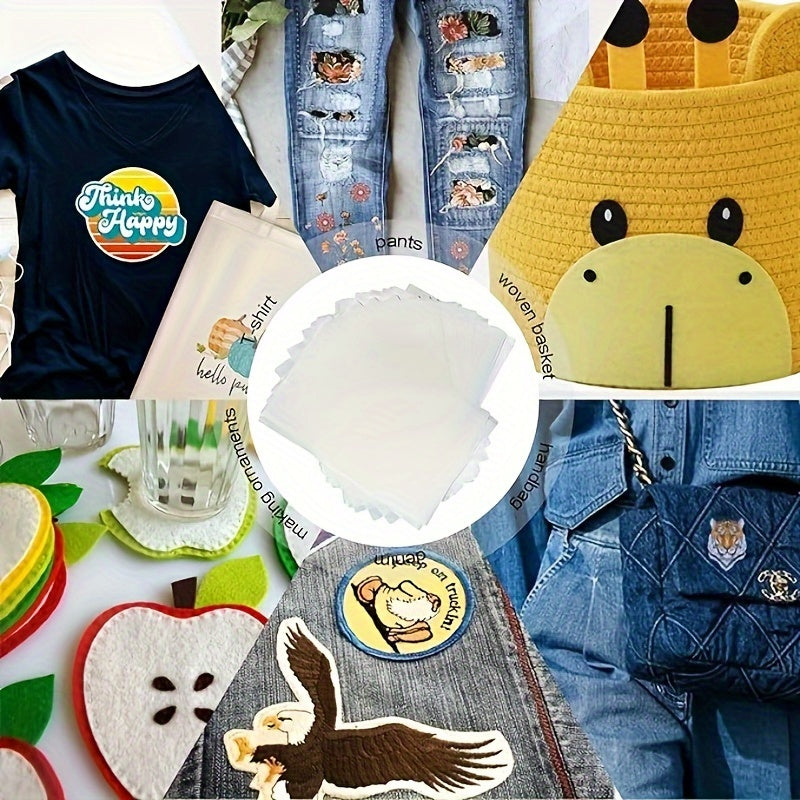 20 Pieces Iron-On Adhesive Sheets A4 Size Fabric Glue for Sewing and Heat Bonding