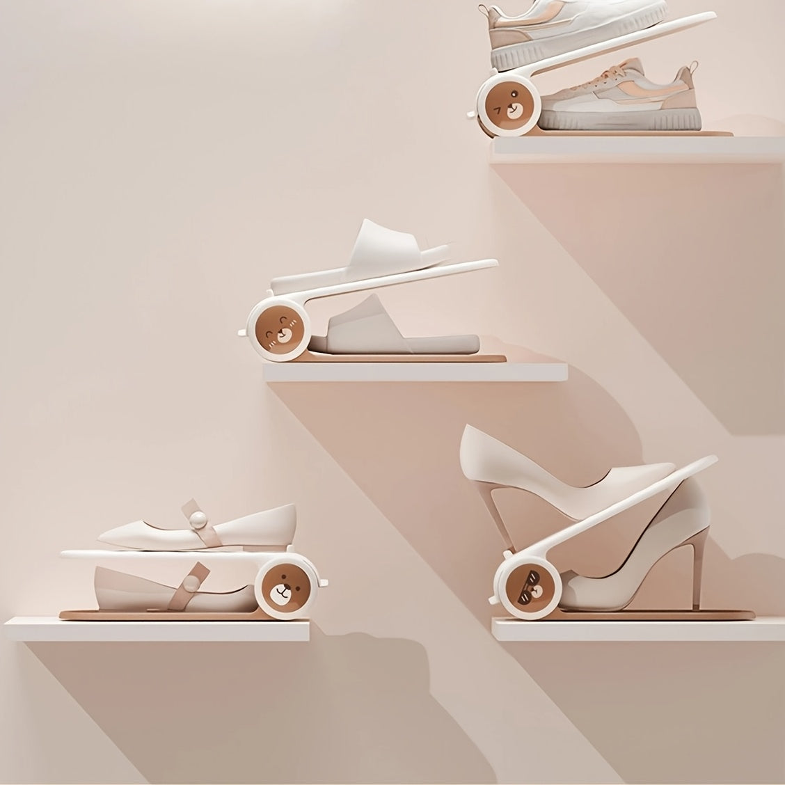 Регулируемая пластиковая полка для обуви - двухслойный органайзер для обуви для гостиной или общежития - неэлектрический напольный шкаф для хранения обуви