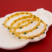 Gold Open Bracelet with Hollow Carved Design for Ladies Festival Jewelry Ethnic Style