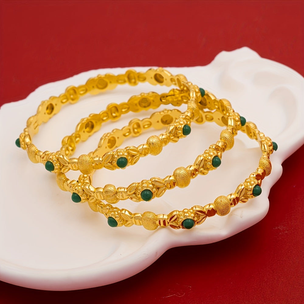 Gold Open Bracelet with Hollow Carved Design for Ladies Festival Jewelry Ethnic Style