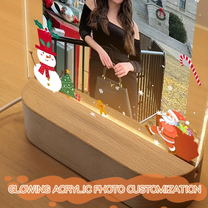 Сердцевидная светодиодная акриловая фоторамка для Рождества, на заказ, праздничное украшение