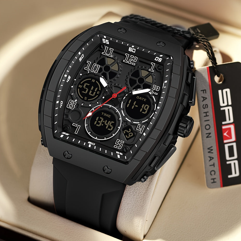 Men's Military Sports Wristwatch Silicone Strap Waterproof LED Clock Multiple Functions