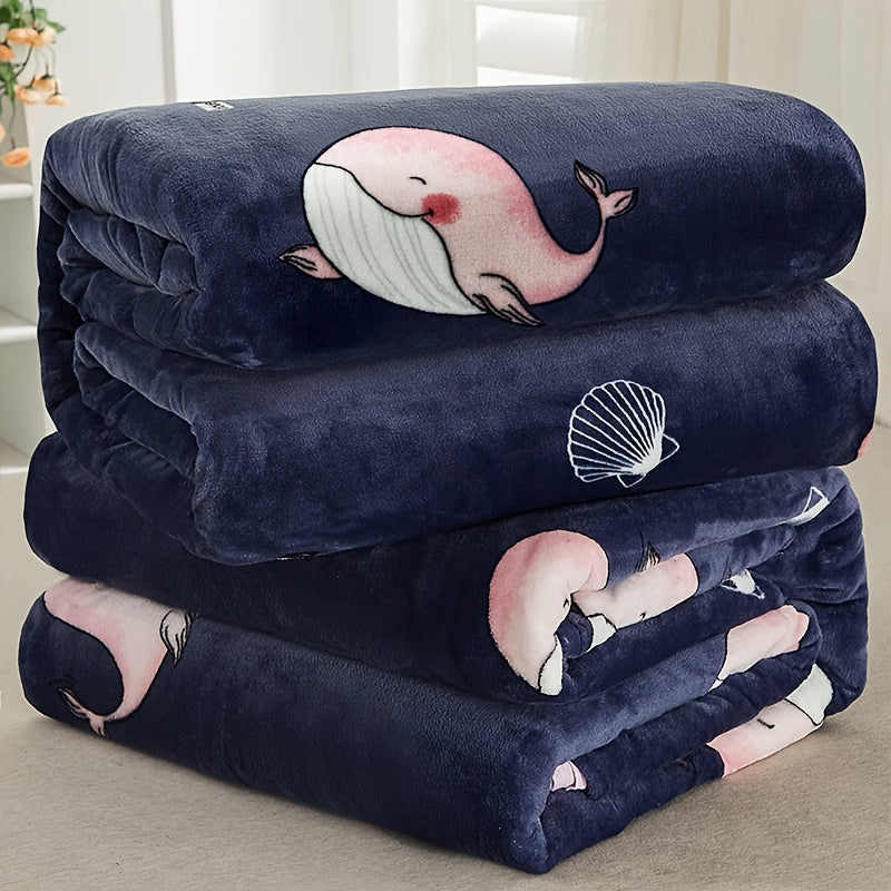 Cozy Flannel Fleece Blanket for Sofa Bed Car Knit Polyester All Seasons