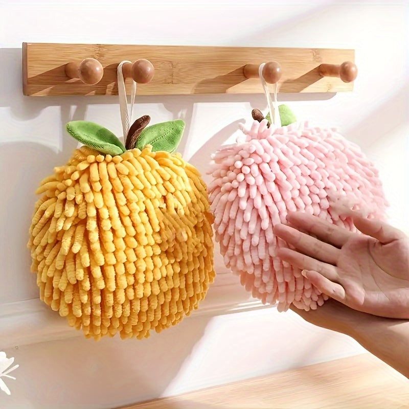 Meva dizayni bilan yumshoq va namni yaxshi so'radigan velur qo'l sochiqlari oshxona yoki hammom bezaklari uchun.